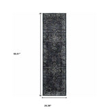 8' Runner Blue and Ivory Oriental Power Loom Runner Rug - Homeroots - Flyclothing LLC