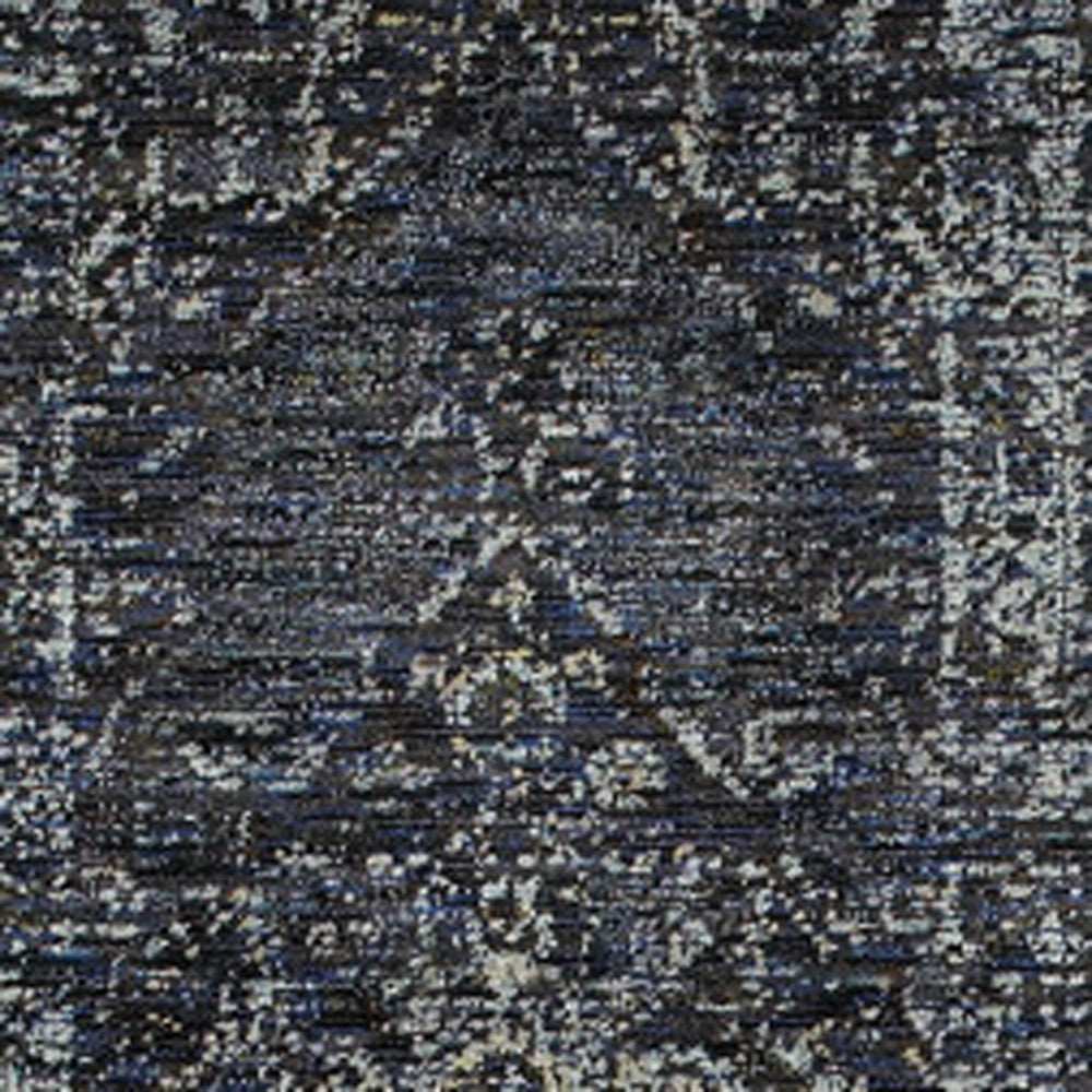 8' Runner Blue and Ivory Oriental Power Loom Runner Rug - Homeroots - Flyclothing LLC