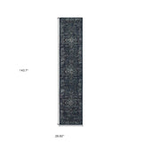 12' Runner Blue and Brown Oriental Power Loom Runner Rug - Homeroots - Flyclothing LLC