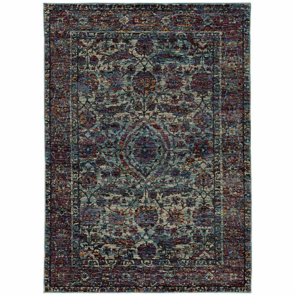 2' X 3' Blue and Purple Oriental Power Loom Area Rug - Homeroots - Flyclothing LLC