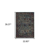 2' X 3' Blue and Purple Oriental Power Loom Area Rug - Homeroots - Flyclothing LLC