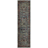 8' Runner Blue and Purple Oriental Power Loom Runner Rug - Homeroots - Flyclothing LLC
