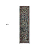 8' Runner Blue and Purple Oriental Power Loom Runner Rug - Homeroots - Flyclothing LLC