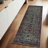 8' Runner Blue and Purple Oriental Power Loom Runner Rug - Homeroots - Flyclothing LLC