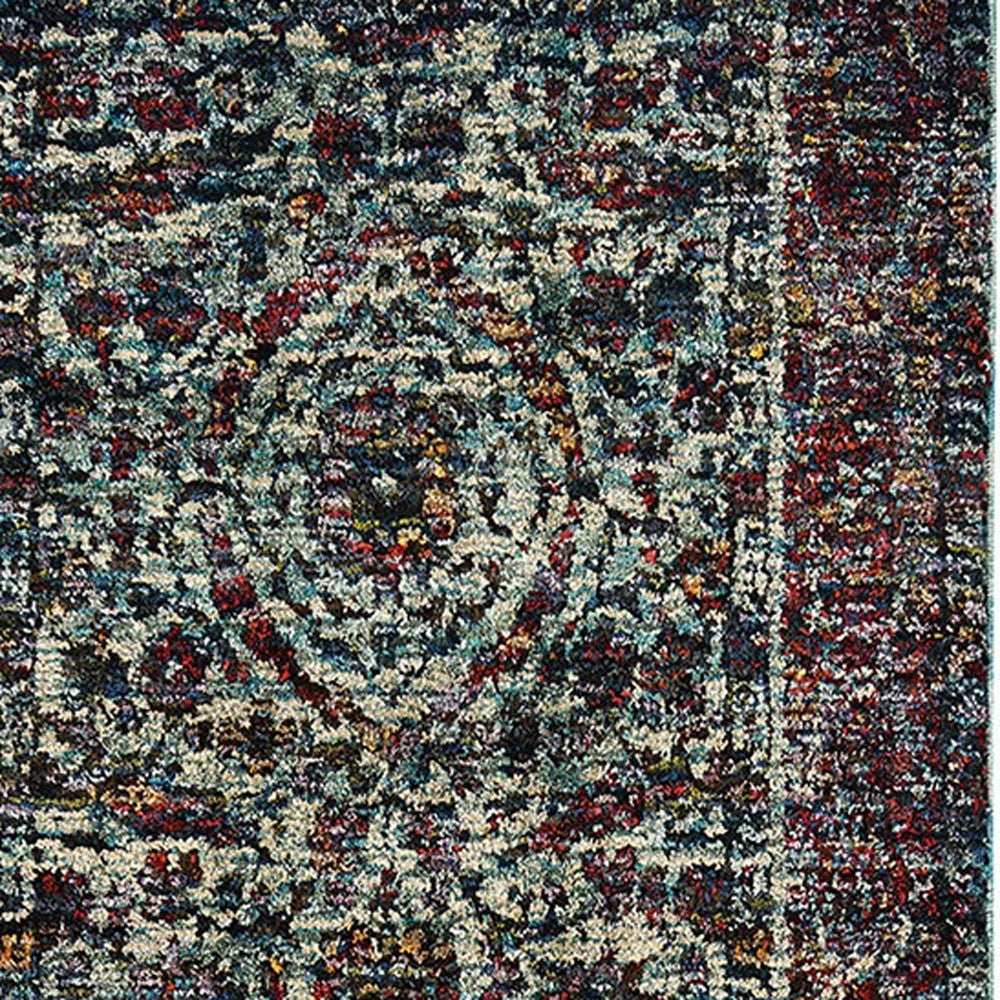 12' Runner Blue and Purple Oriental Power Loom Runner Rug - Homeroots - Flyclothing LLC