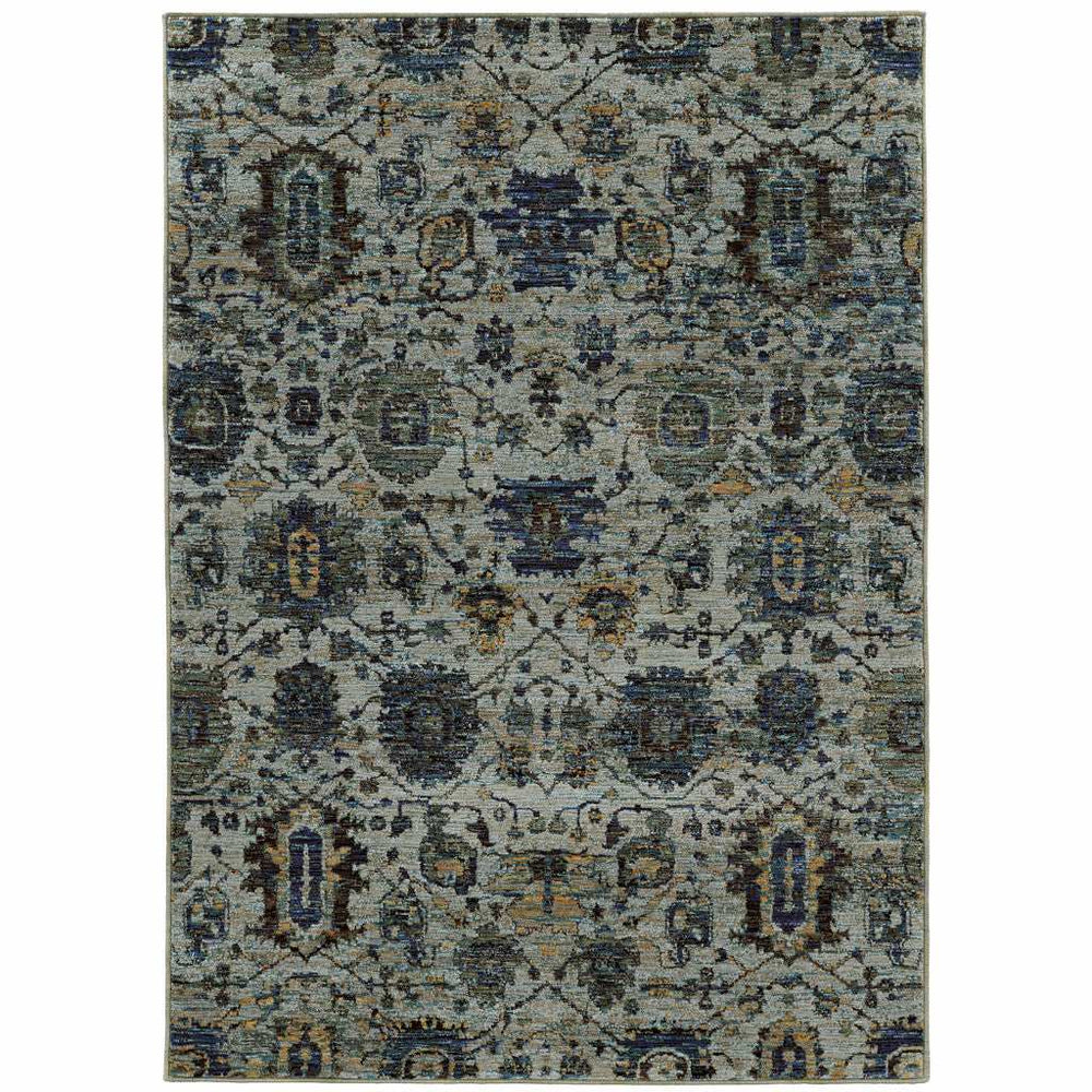 10' X 13' Blue Green Oriental Power Loom Area Rug - Homeroots - Flyclothing LLC