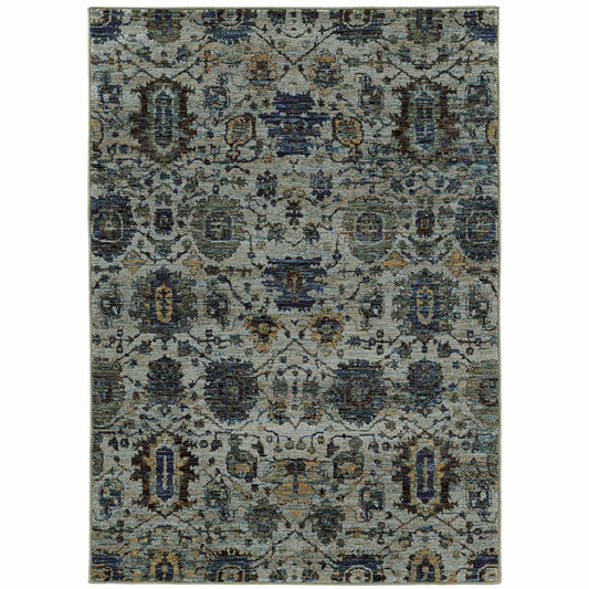 10' X 13' Blue Green Oriental Power Loom Area Rug - Homeroots - Flyclothing LLC