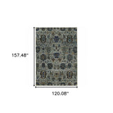 10' X 13' Blue Green Oriental Power Loom Area Rug - Homeroots - Flyclothing LLC