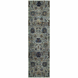 8' Runner Blue Green Oriental Power Loom Runner Rug - Homeroots - Flyclothing LLC