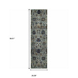 8' Runner Blue Green Oriental Power Loom Runner Rug - Homeroots - Flyclothing LLC