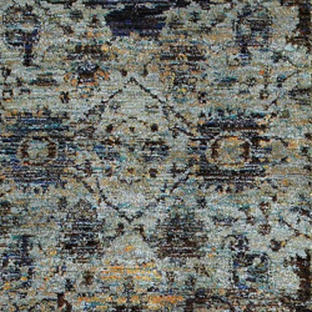 8' Runner Blue Green Oriental Power Loom Runner Rug - Homeroots - Flyclothing LLC