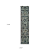 12' Runner Blue and Navy Oriental Power Loom Runner Rug - Homeroots - Flyclothing LLC