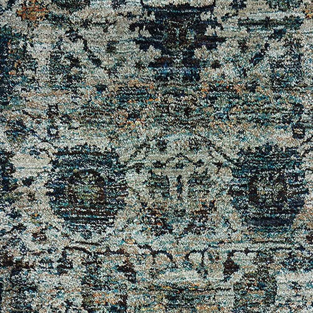 12' Runner Blue and Navy Oriental Power Loom Runner Rug - Homeroots - Flyclothing LLC