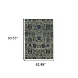 5' X 7' Blue Green Oriental Power Loom Area Rug - Homeroots - Flyclothing LLC