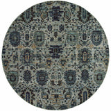 8' Blue Green Round Oriental Power Loom Area Rug - Homeroots - Flyclothing LLC