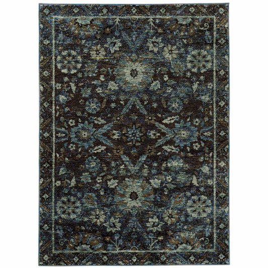 2' X 3' Navy Blue Oriental Power Loom Area Rug - Homeroots - Flyclothing LLC