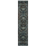12' Runner Navy and Blue Oriental Power Loom Runner Rug - Homeroots - Flyclothing LLC