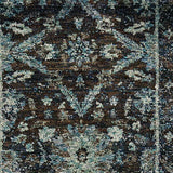 12' Runner Navy and Blue Oriental Power Loom Runner Rug - Homeroots - Flyclothing LLC