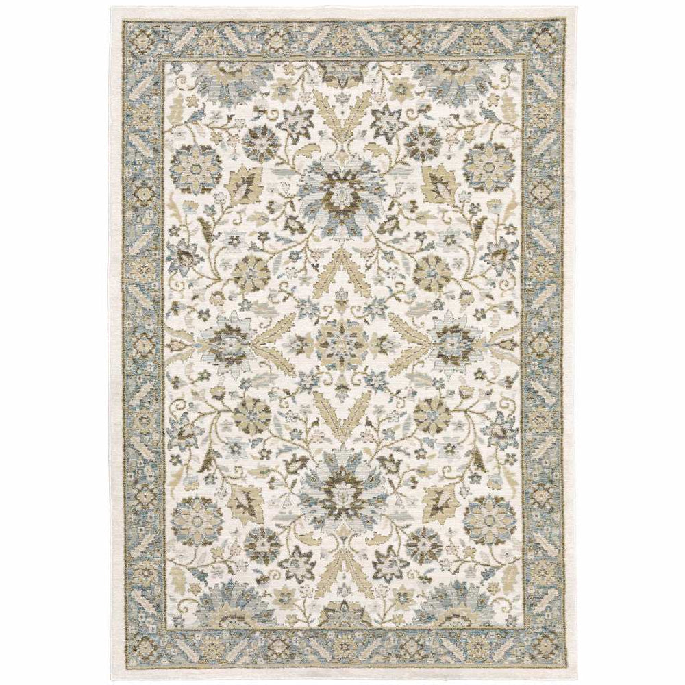 10' X 13' Gray and Ivory Oriental Power Loom Area Rug - Homeroots - Flyclothing LLC