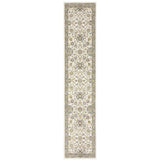 12' Runner Gray and Ivory Oriental Power Loom Runner Rug - Homeroots - Flyclothing LLC