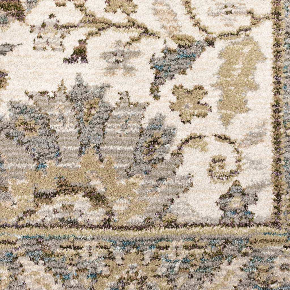 12' Runner Gray and Ivory Oriental Power Loom Runner Rug - Homeroots - Flyclothing LLC