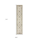 12' Runner Gray and Ivory Oriental Power Loom Runner Rug - Homeroots - Flyclothing LLC