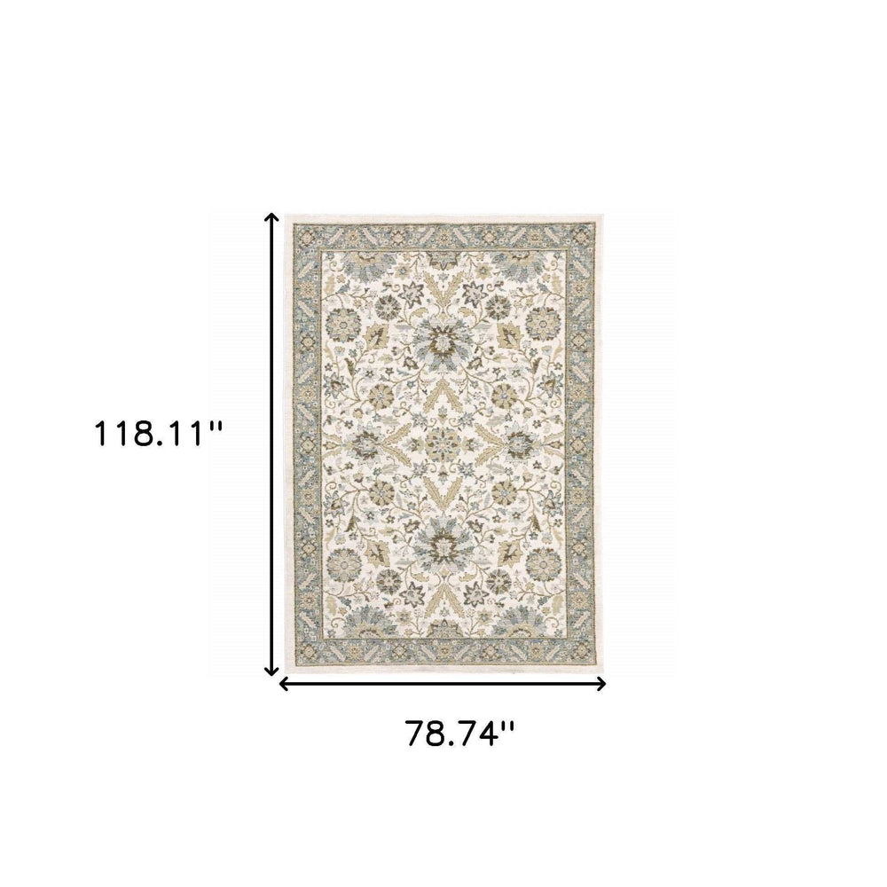 7' X 10' Gray and Ivory Oriental Power Loom Area Rug - Homeroots - Flyclothing LLC