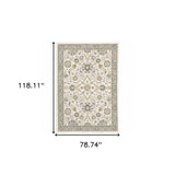 7' X 10' Gray and Ivory Oriental Power Loom Area Rug - Homeroots - Flyclothing LLC