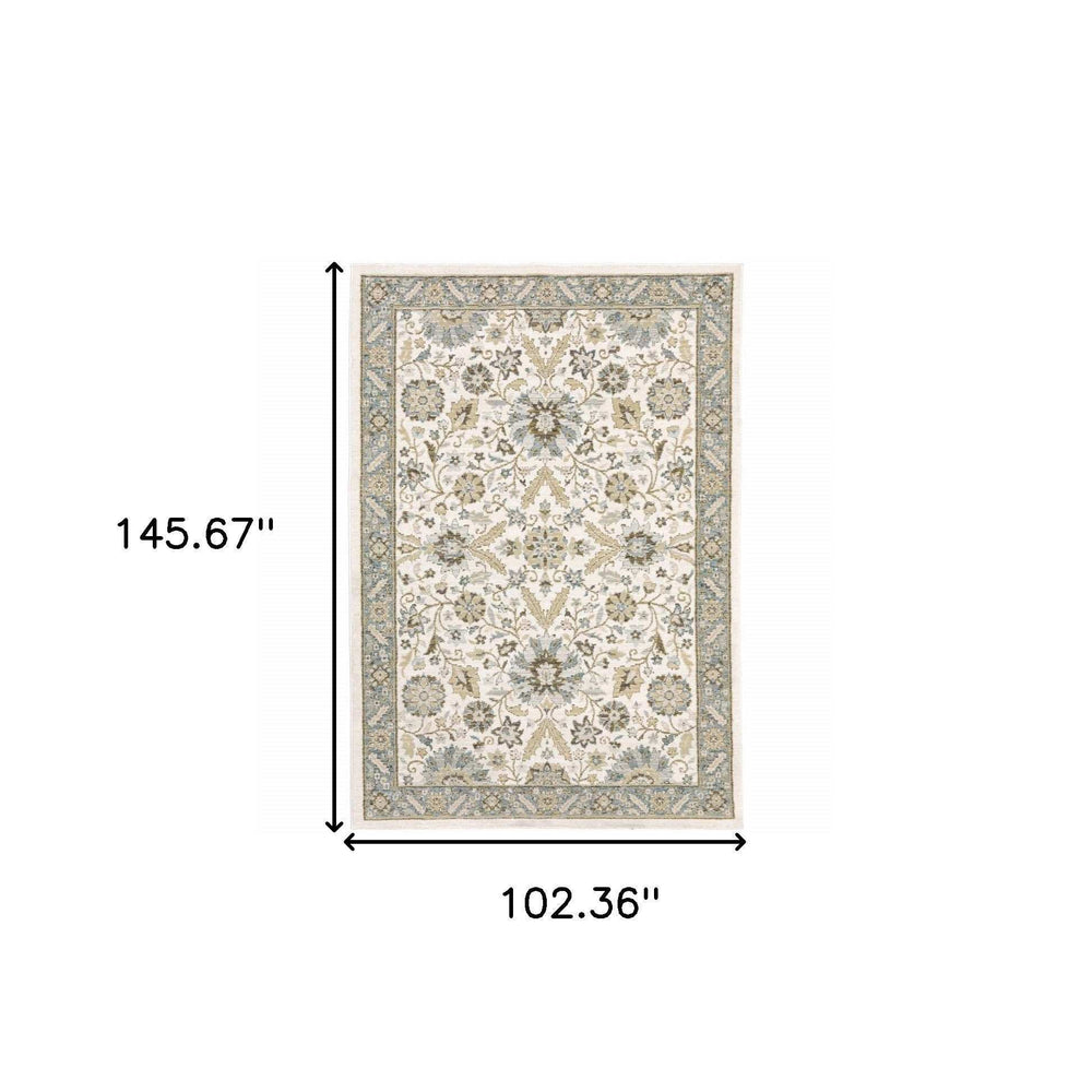 9' X 12' Gray and Ivory Oriental Power Loom Area Rug - Homeroots - Flyclothing LLC