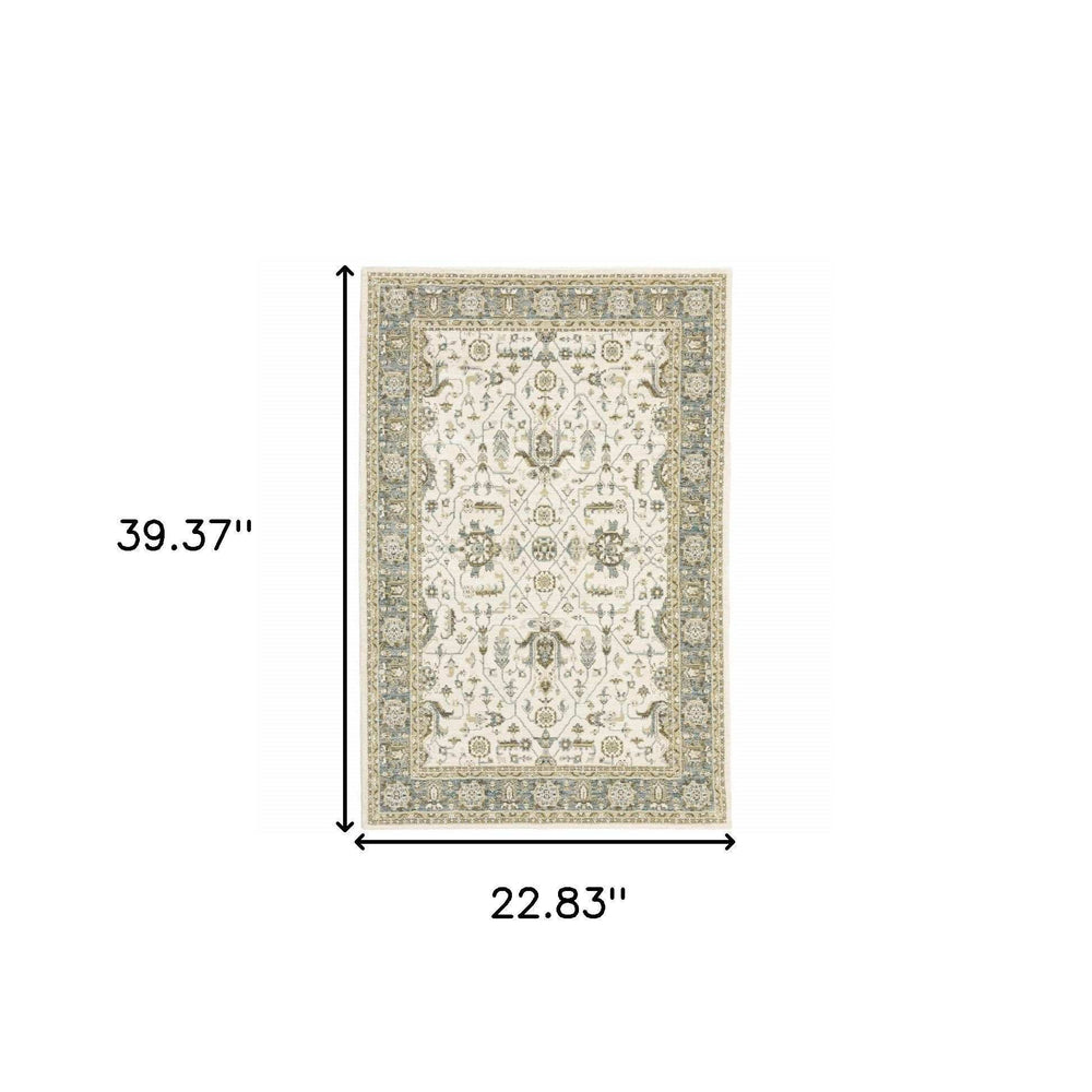 2' X 3' Gray and Ivory Oriental Power Loom Area Rug - Homeroots - Flyclothing LLC
