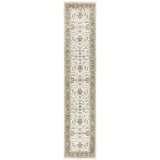 12' Runner Ivory Grey and Blue Oriental Power Loom Runner Rug - Homeroots - Flyclothing LLC