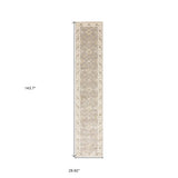 12' Runner Beige and Ivory Oriental Power Loom Runner Rug - Homeroots - Flyclothing LLC