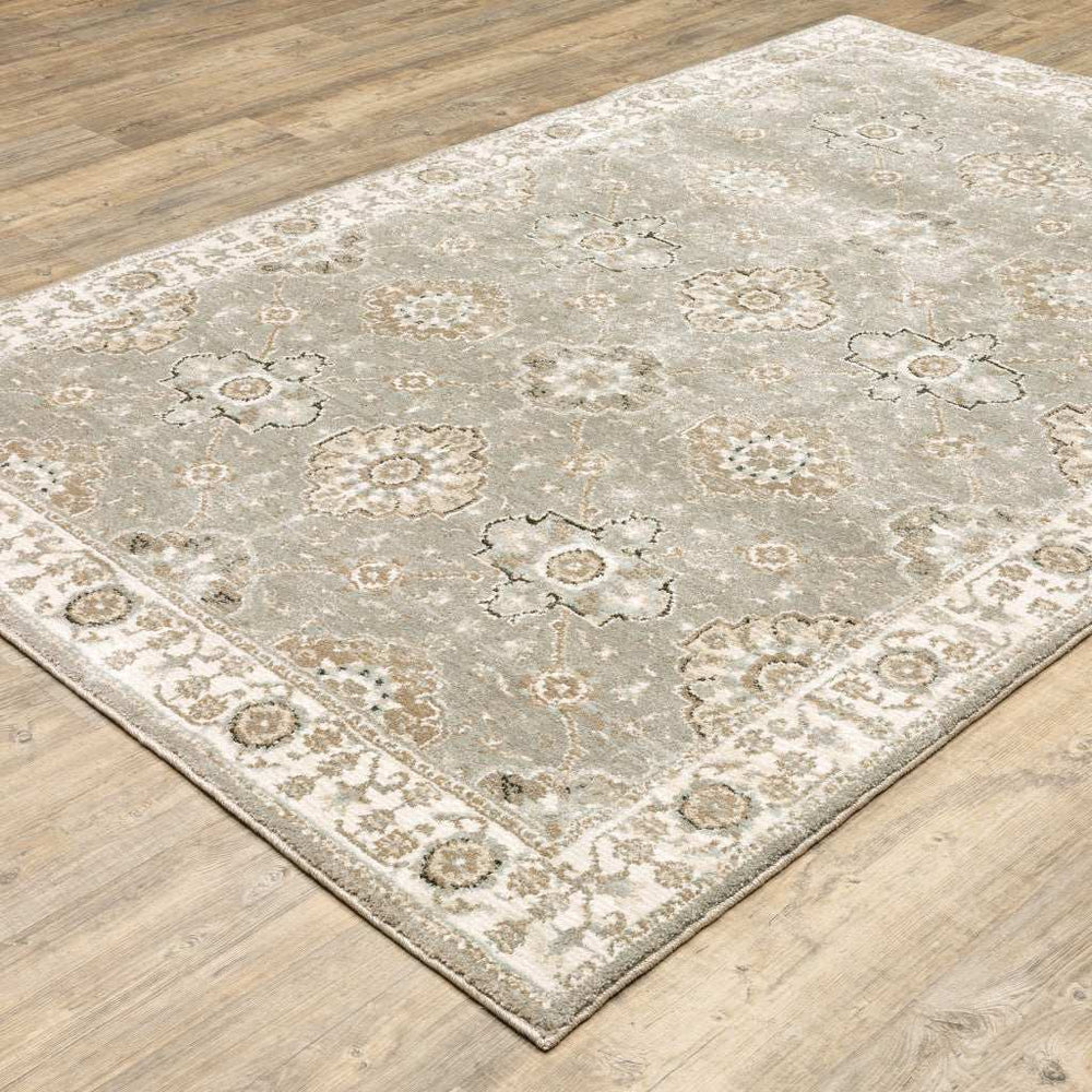 3' X 5' Gray and Ivory Oriental Power Loom Area Rug - Homeroots - Flyclothing LLC