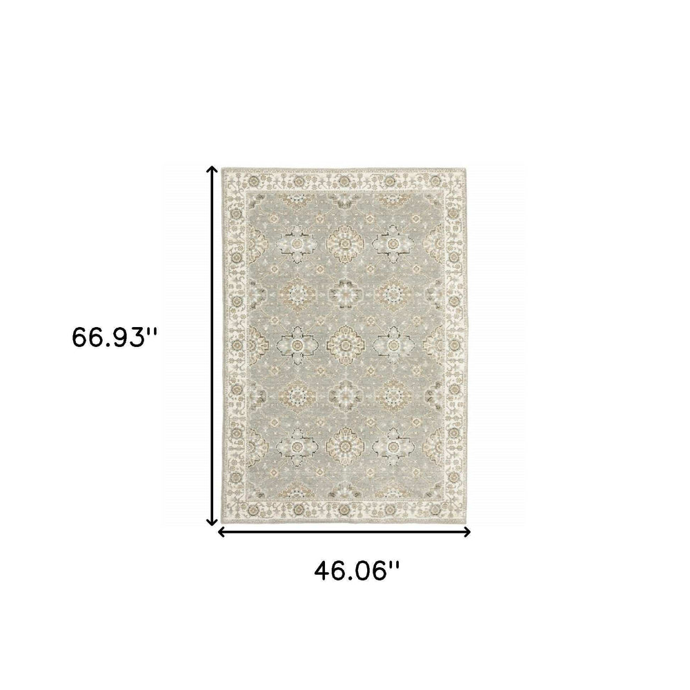 3' X 5' Gray and Ivory Oriental Power Loom Area Rug - Homeroots - Flyclothing LLC