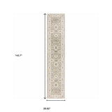 12' Runner Beige and Ivory Oriental Power Loom Runner Rug - Homeroots - Flyclothing LLC