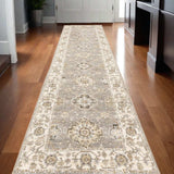 12' Runner Beige and Ivory Oriental Power Loom Runner Rug - Homeroots - Flyclothing LLC