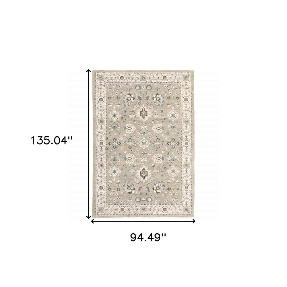 8' X 11' Beige and Ivory Oriental Power Loom Area Rug - Homeroots - Flyclothing LLC