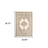 2' X 3' Beige and Ivory Oriental Power Loom Area Rug - Homeroots - Flyclothing LLC
