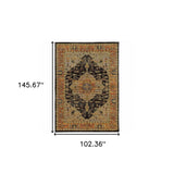 9' X 12' Black and Gold Oriental Power Loom Area Rug - Homeroots - Flyclothing LLC