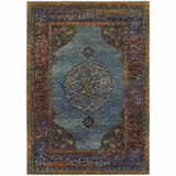 5' X 7' Blue and Beige Oriental Power Loom Area Rug - Homeroots - Flyclothing LLC