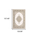 10' X 13' Beige and Ivory Oriental Power Loom Area Rug - Homeroots - Flyclothing LLC
