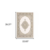 2' X 3' Beige and Ivory Oriental Power Loom Area Rug - Homeroots - Flyclothing LLC