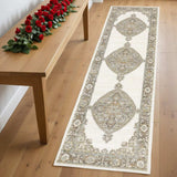 8' Runner Beige and Ivory Oriental Power Loom Runner Rug - Homeroots - Flyclothing LLC