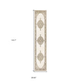 12' Runner Beige and Ivory Oriental Power Loom Runner Rug - Homeroots - Flyclothing LLC