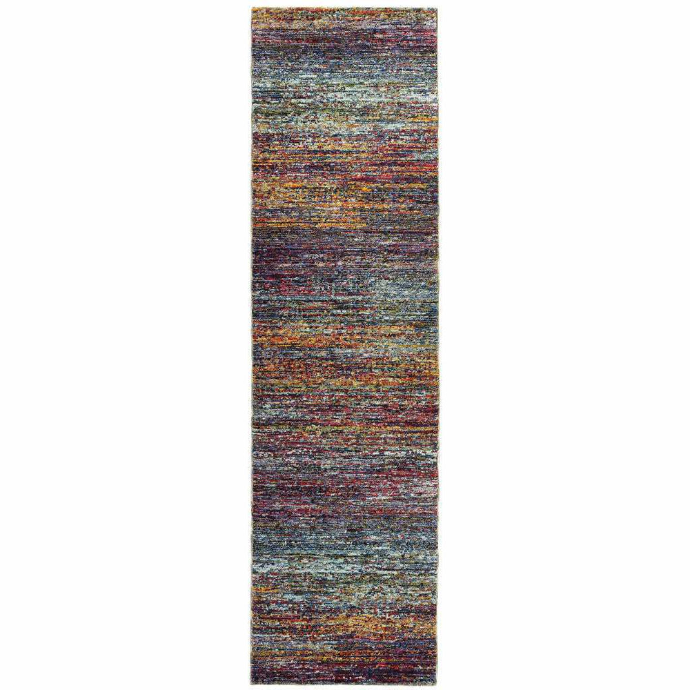 8' Runner Blue and Gray Abstract Power Loom Runner Rug - Homeroots - Flyclothing LLC
