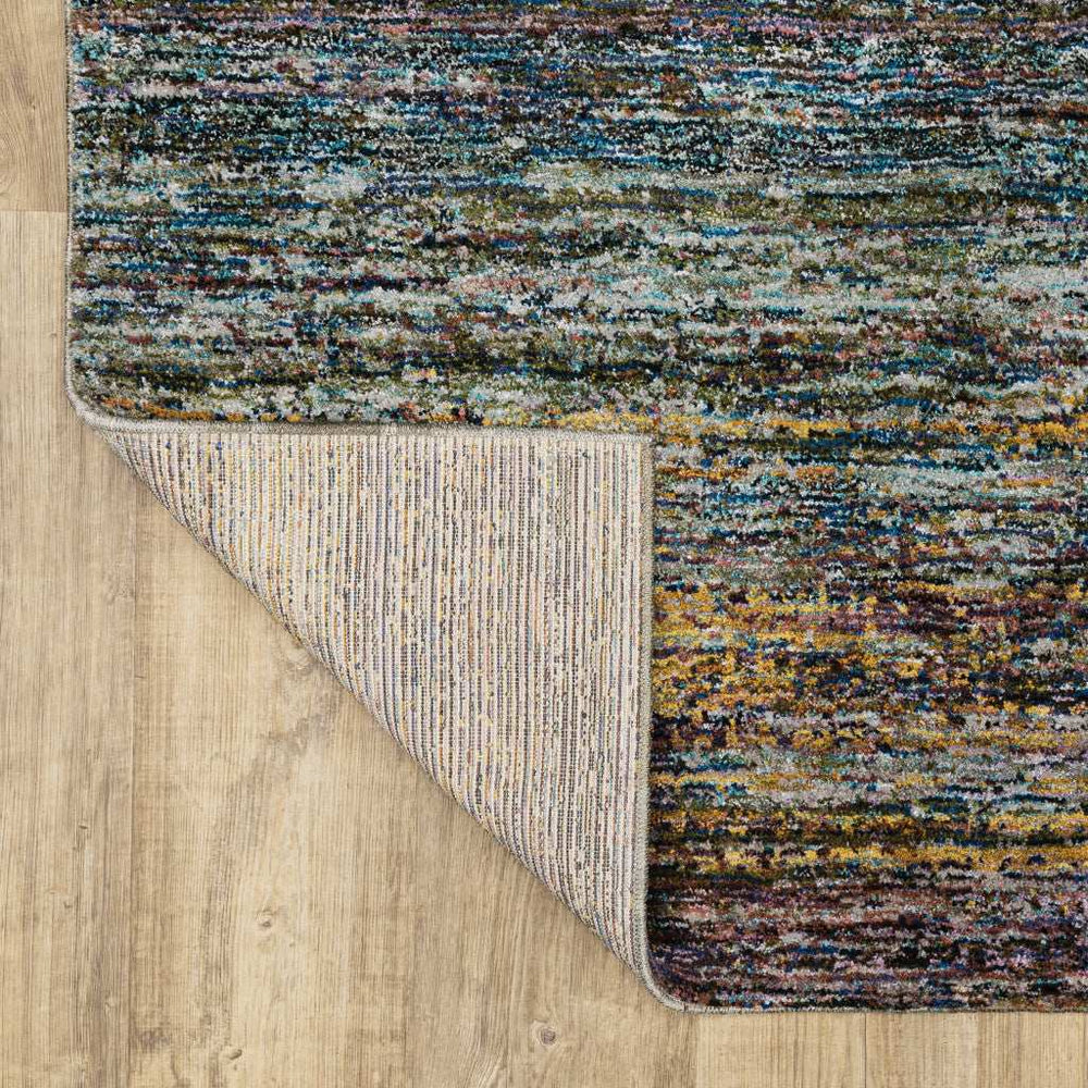8' Runner Blue and Gray Abstract Power Loom Runner Rug - Homeroots - Flyclothing LLC