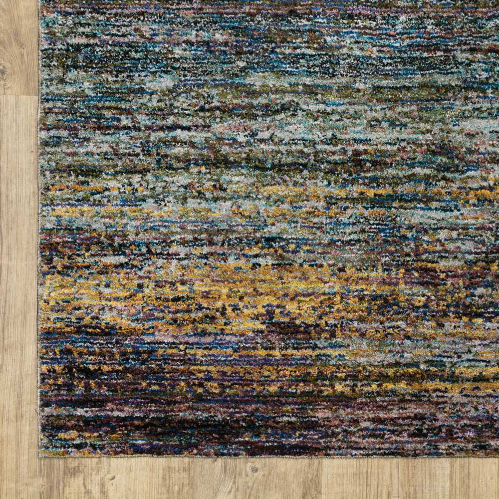 8' Runner Blue and Gray Abstract Power Loom Runner Rug - Homeroots - Flyclothing LLC