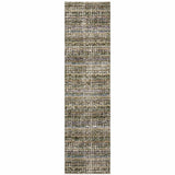 12' Runner Green Abstract Power Loom Runner Rug - Homeroots - Flyclothing LLC