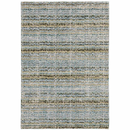10' X 13' Blue and Ivory Abstract Power Loom Area Rug - Homeroots - Flyclothing LLC