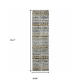 8' Runner Blue and Ivory Abstract Power Loom Runner Rug - Homeroots - Flyclothing LLC